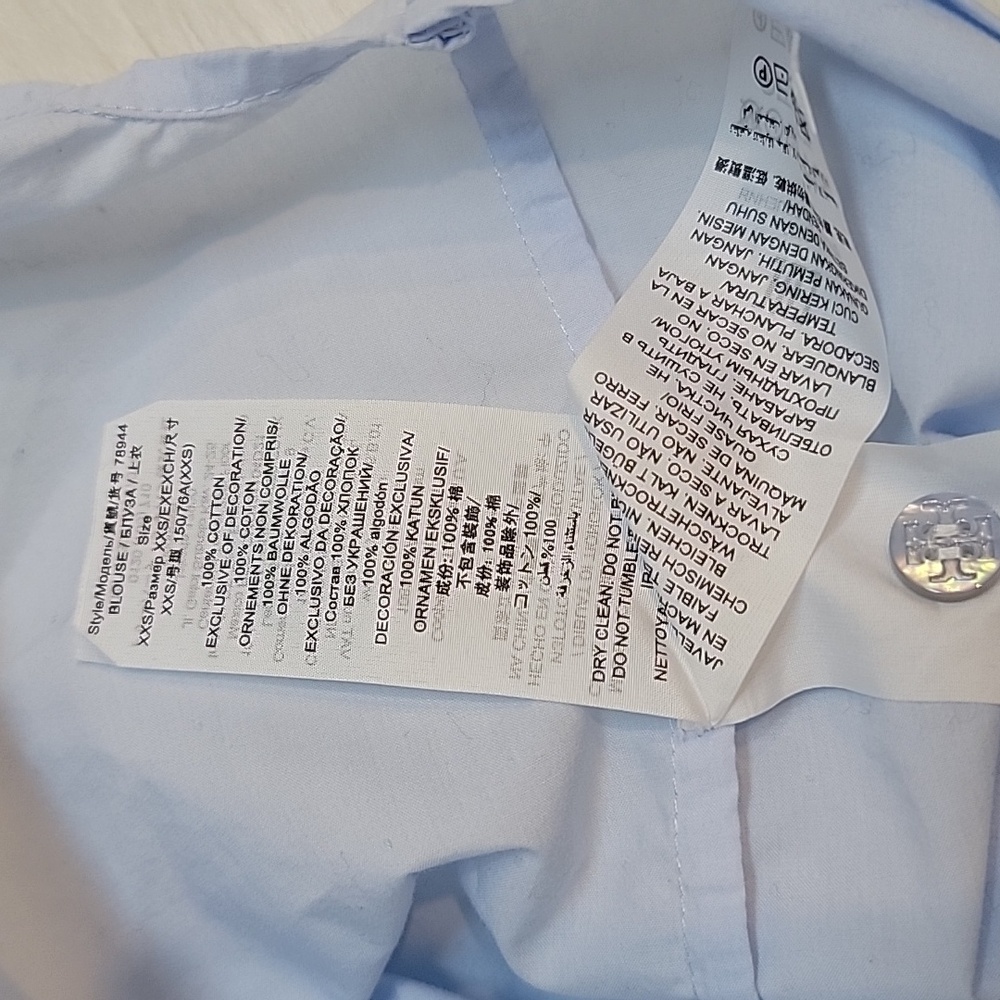 Tory Burch Light Blue Button Down Shirt with Gold Embroidery - Picture 13 of 16